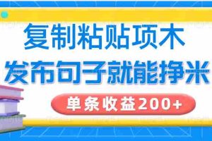 复制粘贴小项目，发布句子就能赚米，单条收益200+