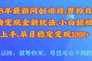 25年最新网创项目，男粉自动变现全新玩法，小白轻松上手，单日稳定变现多张【揭秘】