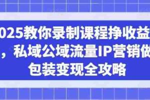 2025教你录制课程挣收益项目，私域公域流量IP营销做图包装变现全攻略