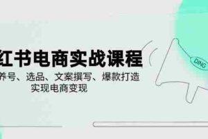 小红书电商实战课程，详解养号、选品、文案撰写、爆款打造，实现电商变现