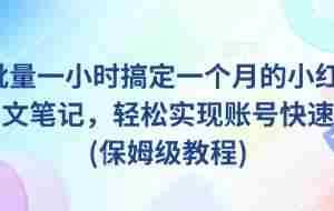 AI+批量一小时搞定一个月的小红书爆款图文笔记，轻松实现账号快速涨粉(保姆级教程)