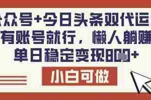 公众号+今日头条双代运营，有账号就行，单日稳定变现8张【揭秘】