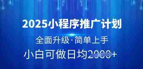 2025小程序推广计划,全面升级,简单上手,日均多张【揭秘】