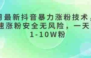 3月最新抖音暴力涨粉技术，快速涨粉安全无风险，一天涨1-10W粉