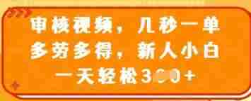审核视频，几秒一单，多劳多得，新人小白一天轻松3张【揭秘】