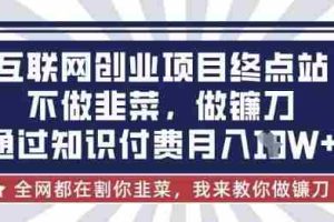 互联网创业尽头-不做韭菜，做镰刀，通过知识付费月入10个【揭秘】