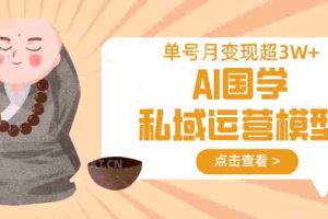 AI国学私域运营模型，无成本、变现快、周期短、持续性强，单号月变现3w+