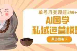 AI国学私域运营模型，单号月变现过W