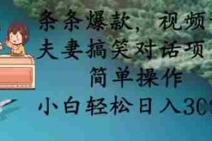 条条爆款，视频号夫妻搞笑对话项目，简单操作，小白轻松日入3张+