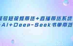 视频号短视频带货+直播带货系统课+AI+Deep-Seek书单带货