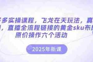 拼多多实操课程，飞龙在天玩法，真实案例，直播全流程链接的黄金sku布局原价操作六个活动