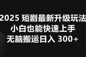 2025短剧最新升级玩法，小白也能快速上手，无脑搬运日入300+