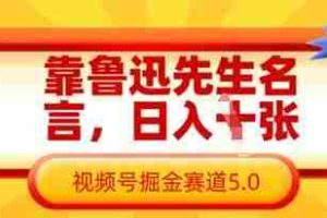 靠鲁迅先生名言，日入数张，视频号掘金赛道5.0