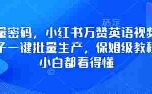 流量密码，小红书万赞英语视频用扣子一键批量生产，保姆级教程，小白都看得懂