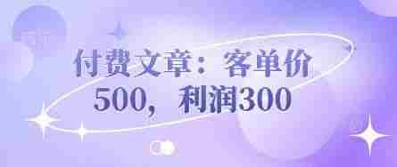 付费文章:客单价500,利润300