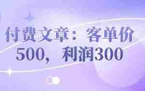 付费文章：客单价500，利润300