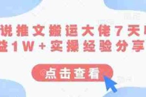 小说推文搬运大佬7天收益1W+实操经验分享