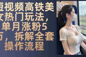 最新爆款短视频高铁美女玩法，一周涨粉5万+，每天稳定变现1000+实战教程