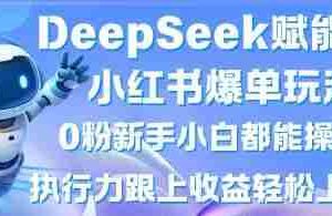 DeepSeek赋能小红书爆单玩法0粉新手小白都能操作，执行力跟上收益轻松上W，懒人勿做