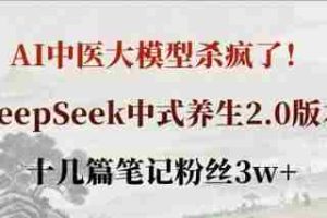 AI中医大模型杀疯了！DeepSeek中式养生2.0版本，十几篇笔记粉丝3w+