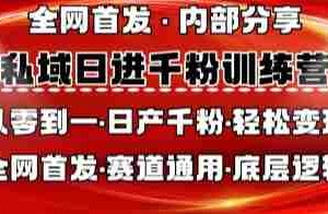 私域日进千粉训练营，全网首发，从0开始带你做好私域，适用于任何赛道，让日产千粉不再是梦