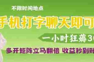 手机打字聊天即可挣钱，一小时狂薅3张，多开矩阵立马翻倍，收益秒到账【揭秘】