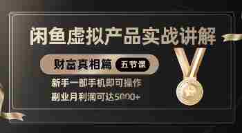 精品!闲鱼虚拟产品实战讲解,新手一部手机即可操作,副业月利润可达5k+