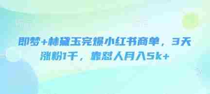 即梦+林黛玉完爆小红书商单,3天涨粉1千,靠怼人月入5k+