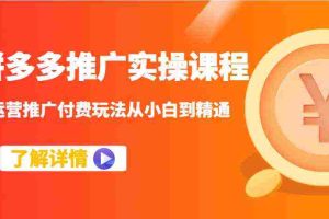 拼多多推广实操课程：运营推广付费玩法从小白到精通