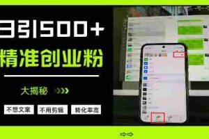 不需要我们去想文案，也不需要我们去剪辑视频，日引500+精准创业粉，方法大揭秘