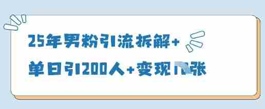 25年男粉引流拆解+单日引200人+变现多张