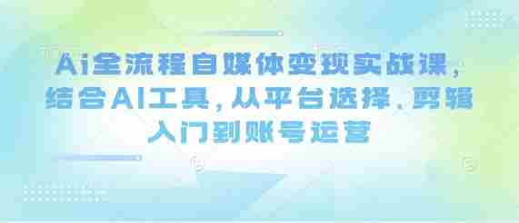 Ai全流程自媒体变现实战课，结合AI工具，从平台选择、剪辑入门到账号运营