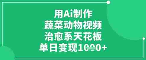 用Ai制作蔬菜动物视频，治愈系天花板，单日变现1k