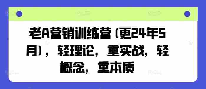 老A营销训练营(更25年4月)，轻理论，重实战，轻概念，重本质