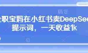 全职宝妈在小红书卖DeepSeek提示词，一天收益1k