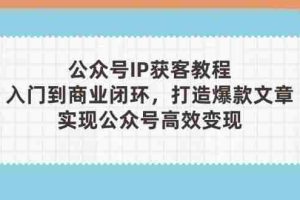 公众号IP获客教程(第3期)，从入门到商业闭环，打造爆款文章，实现公众号高效变现