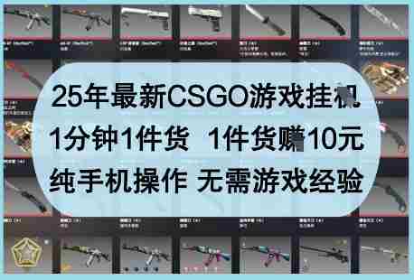 25年最新CSGO游戏挂G,1分钟1件货,1件货挣10元,纯手机操作,无需游戏经验【揭秘】