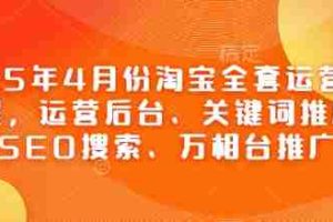 2025年4月份淘宝全套运营现场课程，运营后台、关键词推广、SEO搜索、万相台推广