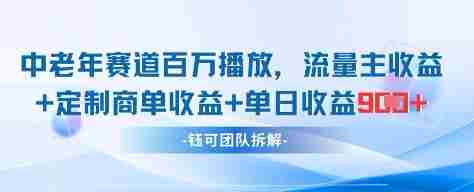 中老年赛道百万播放+流量主收益+定制收益,单日收益9张