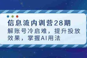 信息流内训营28期，解账号冷启难，提升投放效果，掌握AI用法