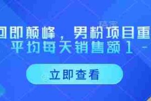 重回即颠峰，男粉项目重磅回归，平均每天销售额1-4W