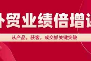 外贸业绩倍增课，从产品，获客，成交抓关键突破