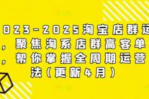 2023-2025淘宝店群运营，聚焦淘系店群高客单玩法，帮你掌握全周期运营打法(更新4月)