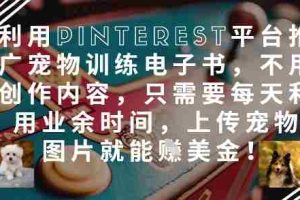 利用Pinterest平台推广宠物训练电子书，不用创作内容，只需要每天利用业余时间，上传宠物图片就能挣美金!
