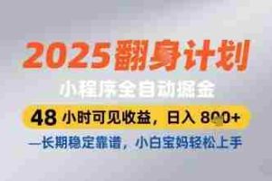 2025小程序全自动掘金，48 小时可见收益，日入8张，长期稳定靠谱，小白宝妈轻松上手【揭秘】