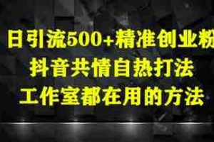 日引流500+精准创业粉，抖音共情自热打法，工作室都在用的方法