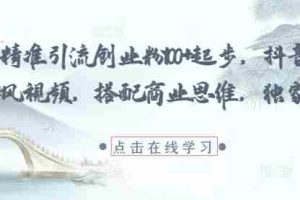 每日精准引流创业粉100+起步，抖音爆火国学风视频，搭配商业思维，独家思路