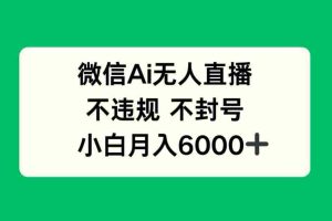 （14733期）微信AI无人直播，不违规 不封号 ，小白月入6000+