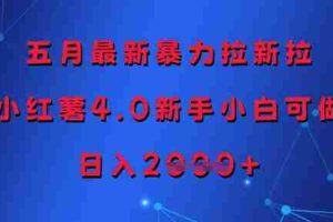 五月最新暴力拉新拉，小红薯4.0新手小白可做，日入多张