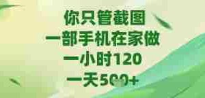 你只管截图，一部手机在家做，苹果安卓都可以，一天5张+【揭秘】